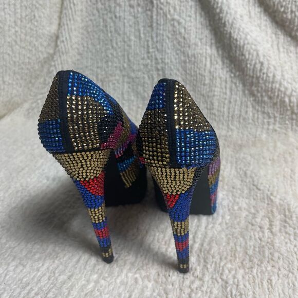 Steve Madden Dyvinal Rhinestones Multi Color slip on platform heels SZ8.5 - Picture 4 of 14